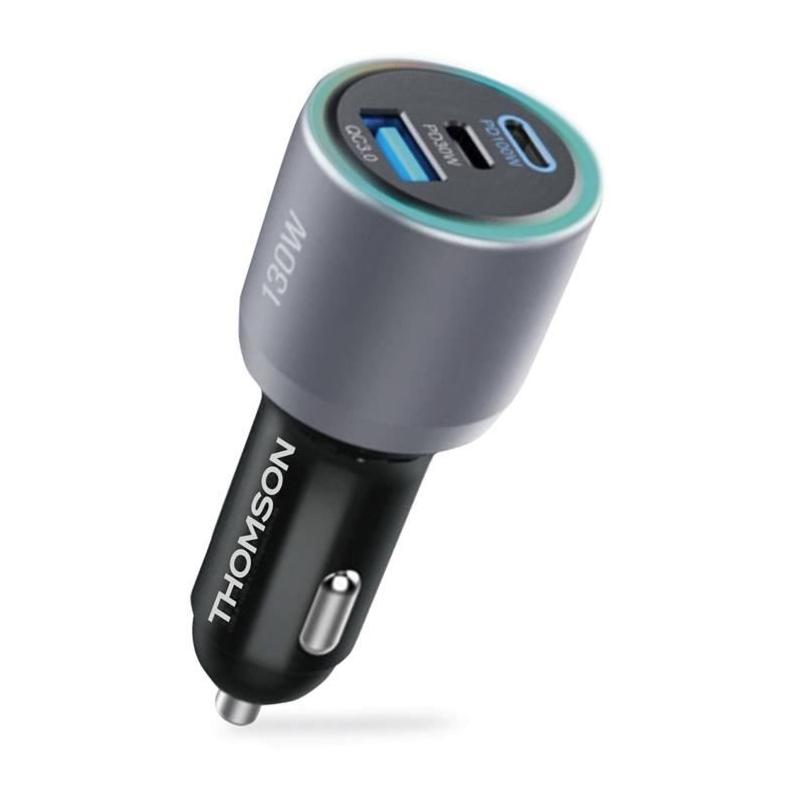 Chargeur voiture Thomson 130W GaN - 2 USB-C PD 100W + PD 30W
