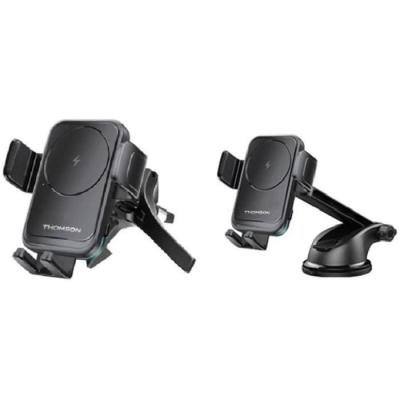 Porte téléphone - THOMSON - Avec chargeur a induction - Deux systemes de fixation : sur grille d'aeration et par ventouse