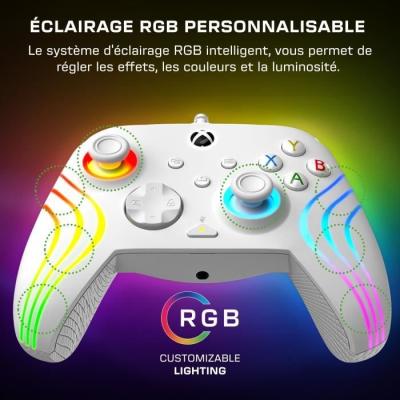 Manette de jeu - Xbox Series X|S, Xbox One et PC - Afterglow Wave - RGB - Filaire - Blanc- TURTLE BEACH