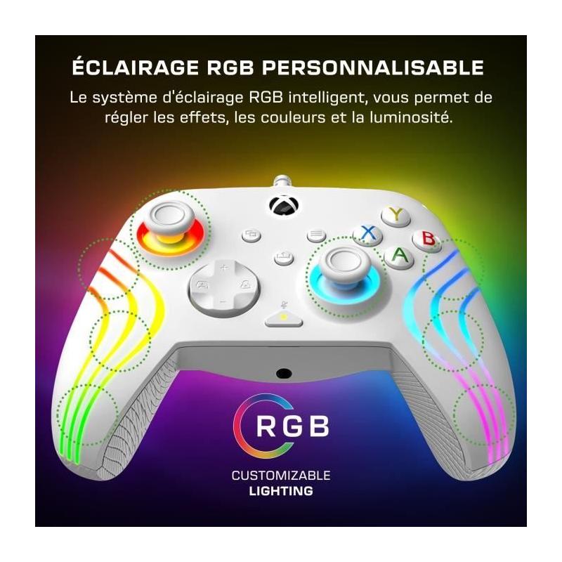 Manette de jeu - Xbox Series X|S, Xbox One et PC - Afterglow Wave - RGB - Filaire - Blanc- TURTLE BEACH