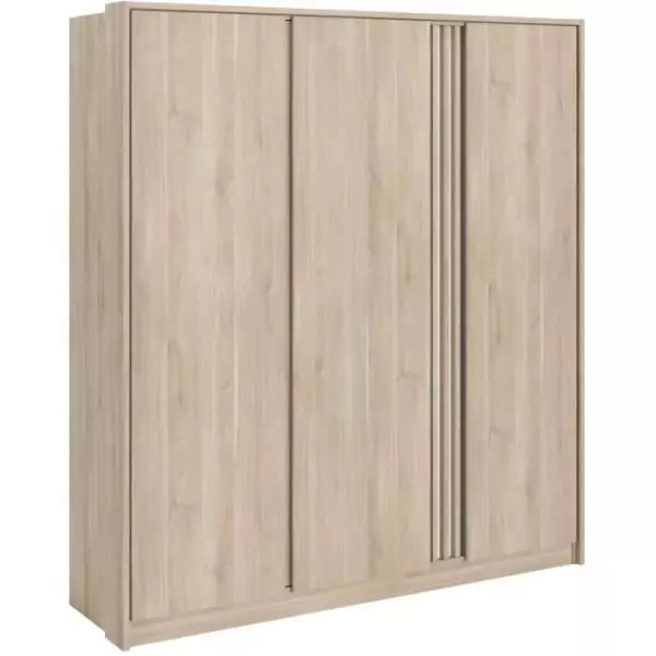 Armoire de chambre - Décor Chene - 3 portes - 185 x 52 x 203 cm - PARISOT