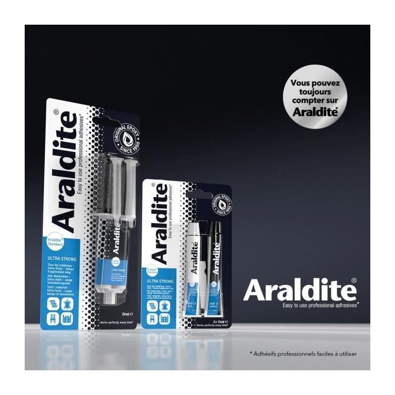 Colle époxy bi-composant - ARALDITE - Standard - 24 ml - Prise longue - Haute résistance
