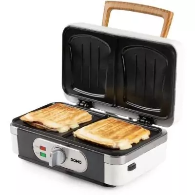 Appareil 3-en-1 DOMO DO9277C - Croque-gaufre-gril - 1100 W - Blanc