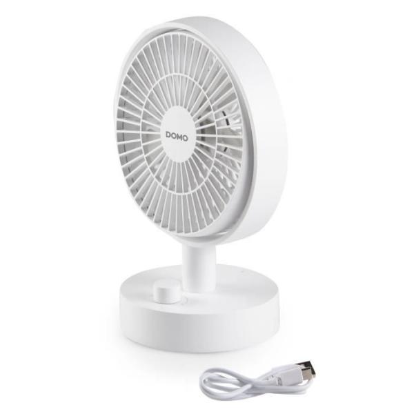 Ventilateur de table - DOMO - Li-ion batt. 5V - Rechargeable USB - Diametre 15 cm - 10 vitesses