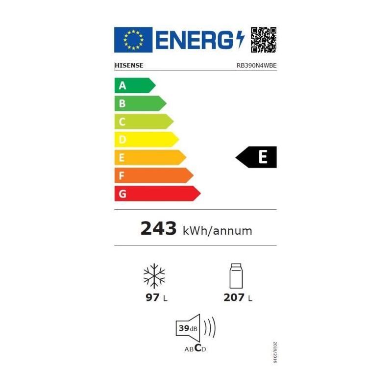 Réfrigérateur combiné HISENSE RB390N4WBE 304L Noir