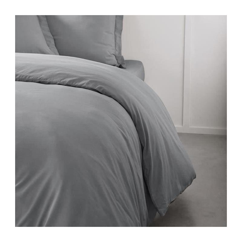 Housse de couette Essential - 240x260 cm - 100% Coton uni - Acier