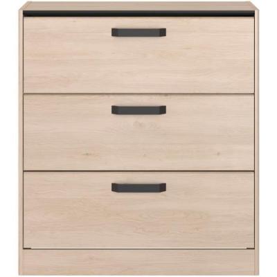 Commode - ZODIAC - 3 tiroirs - Chene et noir - L80 x P44 x H88 cm - PARISOT