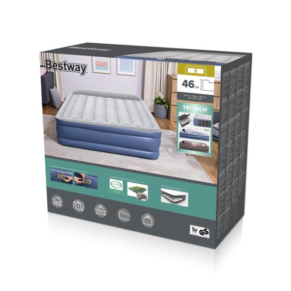 Lit Gonflable - Bestway - Tritech Double - 203x152x46 cm - 300 Kg - Gonflage en 4 Minutes
