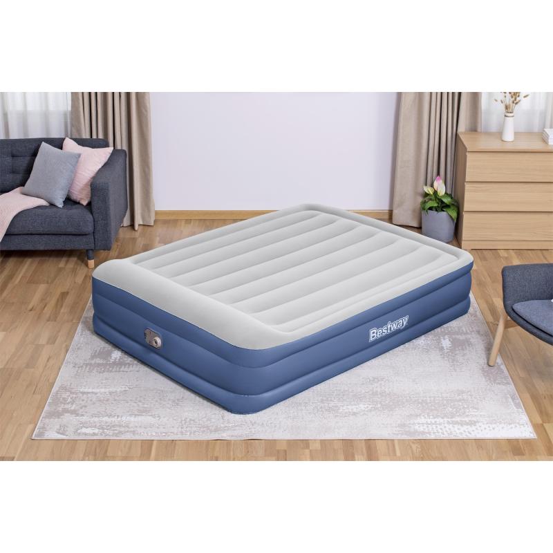 Bestway Lit gonflable matelas 2 places Tritech avec pompe électrique intégrée et revêtement antimicrobien 203 x 152 x 46 cm