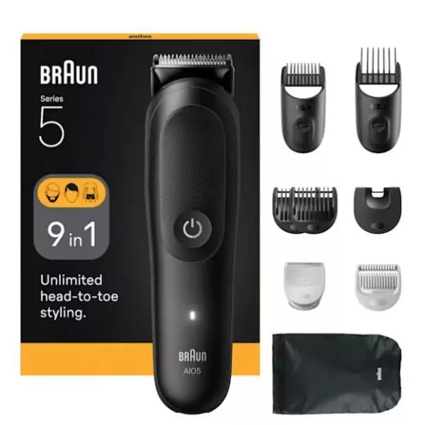 Tondeuse cheveux et barbe - Série 5- BRAUN - AIO5540 - 120 min - 14 réglages - Noir