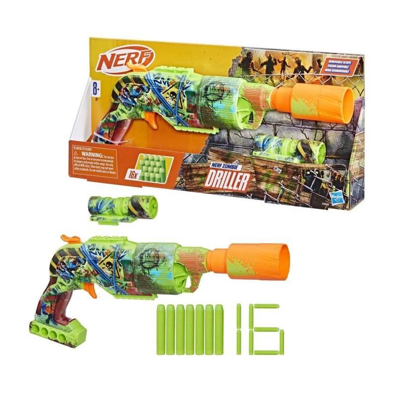 Nerf Zombie Driller, Blaster a fléchettes, cylindre rotatif, Des 8 ans