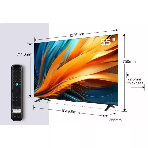 TCL 55PF650 - TV LED 55 (139 cm) - 4K UHD 3840x2160 - HDR10 - Smart TV - 3xHDMI 2.1 - WiFi