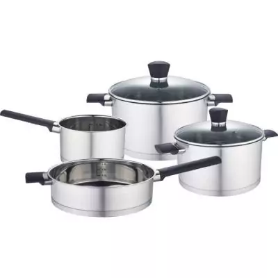 Batterie de cuisine - Tous feux dont induction - Baumalu - Acier inoxydable - 6 pieces - Inox - Gris