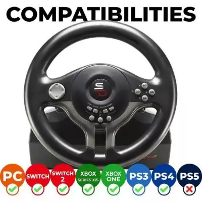 Volant de course SUPERDRIVE SV250 avec pédalier, palettes et vibrations Volant de course SUPERDRIVE SV250 avec pédalier, palettes et vibrations