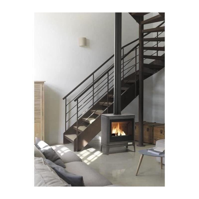 Poele a bois - INVICTA Kazan Grand Angle - 9 Kw - Bûches 58 cm : Chaleur et style dans votre maison