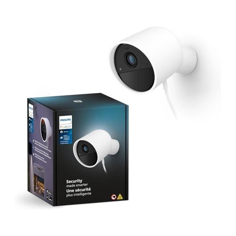 Caméra filaire - Philips Hue - Secure - HD 1080P - Intérieure ou extérieure - Contrôle avec une seule application - Blanc