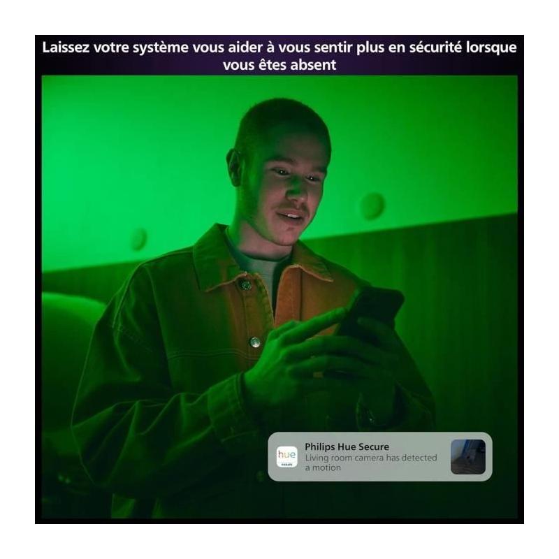 Caméra filaire - Philips Hue - Secure - HD 1080P - Intérieure ou extérieure - Contrôle avec une seule application - Blanc
