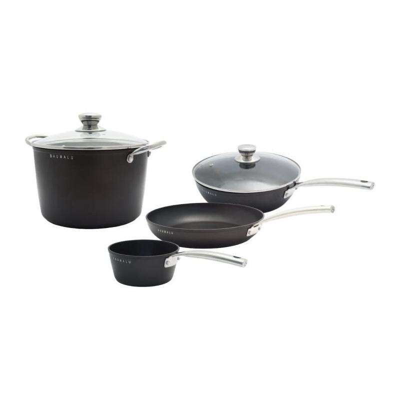 Ensemble Batterie de Cuisine Induction Baumalu 4 pièces - Noir