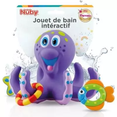 Jouet de bain interactif violet - NUBY pieuvre flottante