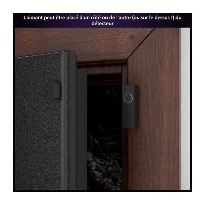Capteur de contact - Philips Hue - Secure - Noir - Installation facile - Contrôle via application Hue