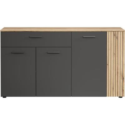 Bahut - Esteban - En panneaux de particules - Chene blond / gris anthracite - 3 portes - 1 tiroir - Scandinave - Trendteam
