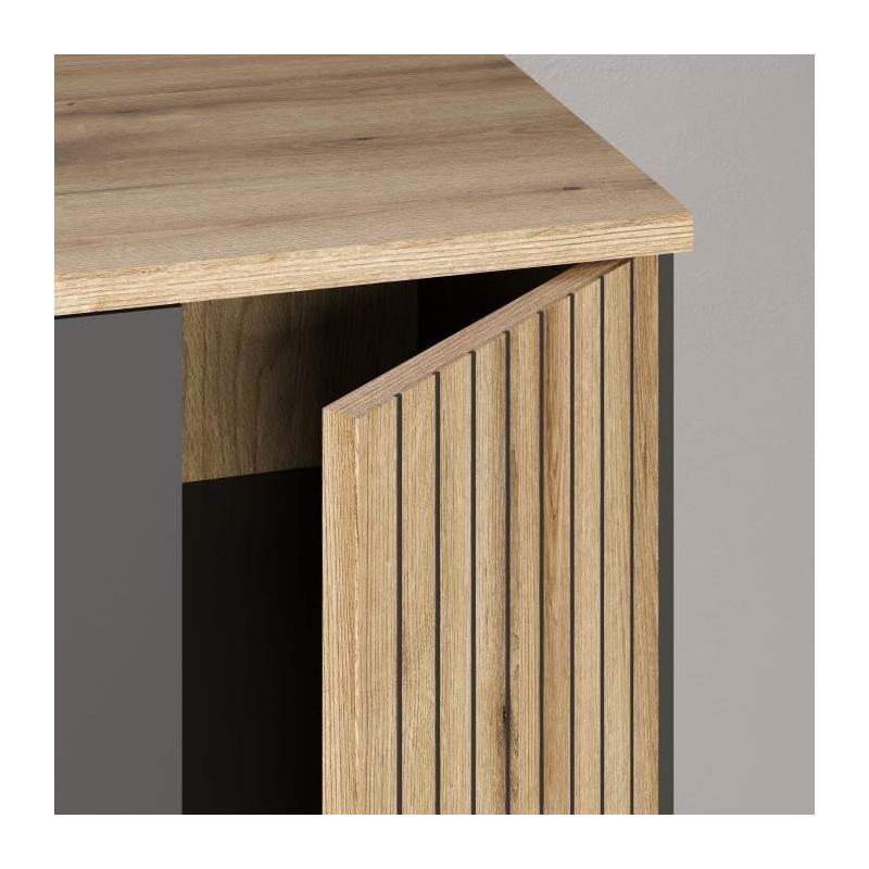 Bahut - Esteban - En panneaux de particules - Chene blond / gris anthracite - 3 portes - 1 tiroir - Scandinave - Trendteam