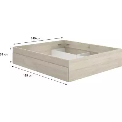 Structure de lit LAGO 140x190 cm - 4 tiroirs - Chene Structure de lit LAGO 140x190 cm - 4 tiroirs - Chene