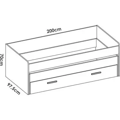 Lit gigogne PEMA - 90 x 200 cm - Blanc / imitation lamelles
