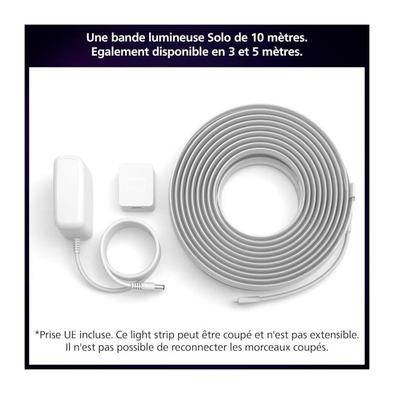Ruban LED Philips Hue W C Lightstrip Solo - Contrôle couleur - Économie d'énergie