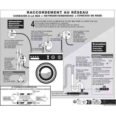 Flexible d'évacuation pour machine à laver ROUSSEAU - 2.50 m - Embouts Ø19 mm et Ø22 mm