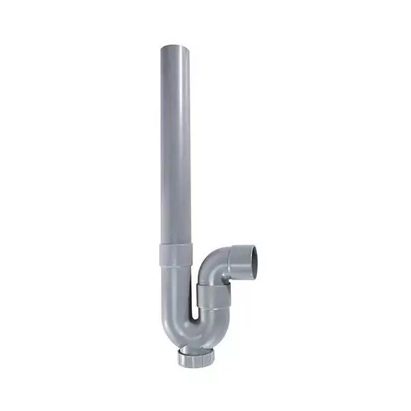 Siphon d'évacuation - ROUSEAU - Sortie horizontale - Ø40 mm - PVC gris - Filetage de 47,5 mm