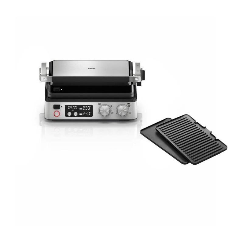 Grill multifonctions - BRAUN - Multi Grill 7 - 2000 W - 3 positions de chauffe - Noir/Acier