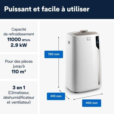 Climatiseur mobile puissant - DELONGHI - PAC EL110 WIFI