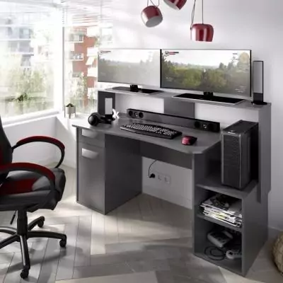 Bureau gaming FOSK Graphite 154 x 62/69 x 85/98 cm
