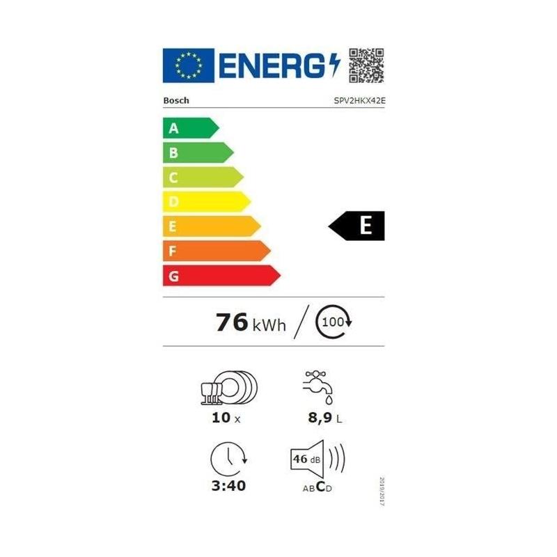 Lave-vaisselle tout encastrable BOSCH SPV2HKX42E SER2 - 10 couverts - L45cm - 46 dB - 5 programmes
