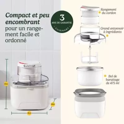 Sorbetière CUISINART ICEM10E - Préparation rapide 25min