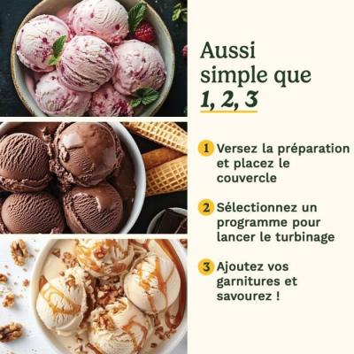 Sorbetiere CUISINART - ICE90E - Capacité 950ml - Préparation rapide en 40min - 100W