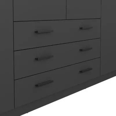 Armoire VEGA Gris anthracite - 4 portes + 3 tiroirs - Spacieux et élégant Armoire VEGA Gris anthracite - 4 portes + 3 tiroirs - Spacieux et élégant