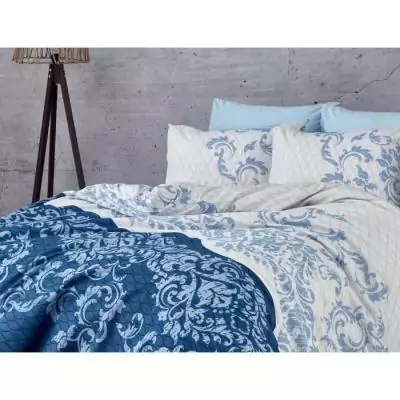 Parure de lit Bleu 100% coton renforcé - 1 housse de couette 220x240cm + 2 taies d'oreiller 60x60cm Parure de lit Bleu 100% coton renforcé - 1 housse de couette 220x240cm + 2 taies d'oreiller 60x60cm