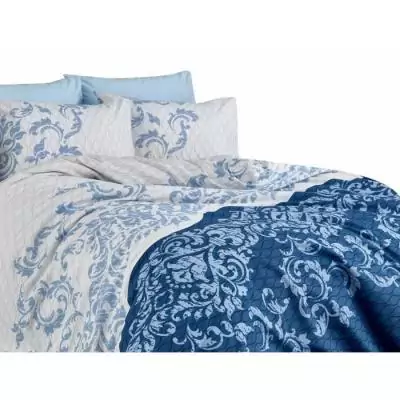 Parure de lit Bleu 100% coton renforcé - 1 housse de couette 220x240cm + 2 taies d'oreiller 60x60cm Parure de lit Bleu 100% coton renforcé - 1 housse de couette 220x240cm + 2 taies d'oreiller 60x60cm