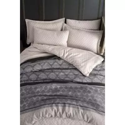 Parure de lit 220x240 Gris - 65% coton - 35% polyester Parure de lit 220x240 Gris - 65% coton - 35% polyester