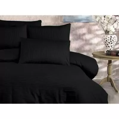 Parure de lit noire 220x240 cm - 80% coton - 20% polyester Parure de lit noire 220x240 cm - 80% coton - 20% polyester