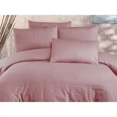 Parure de lit 220x240 cm + 2 taies - Coton & polyester - Poudre Parure de lit 220x240 cm + 2 taies - Coton & polyester - Poudre