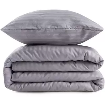 Parure de lit Gris 220x240cm + 2 taies 60x60cm - Polyester/Coton Parure de lit Gris 220x240cm + 2 taies 60x60cm - Polyester/Coton