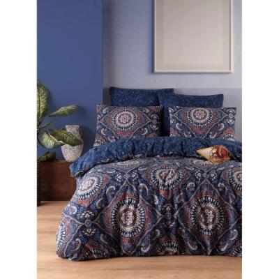 Parure de lit bleue - Housse de couette 220x240 cm + 2 taies 60x60 cm