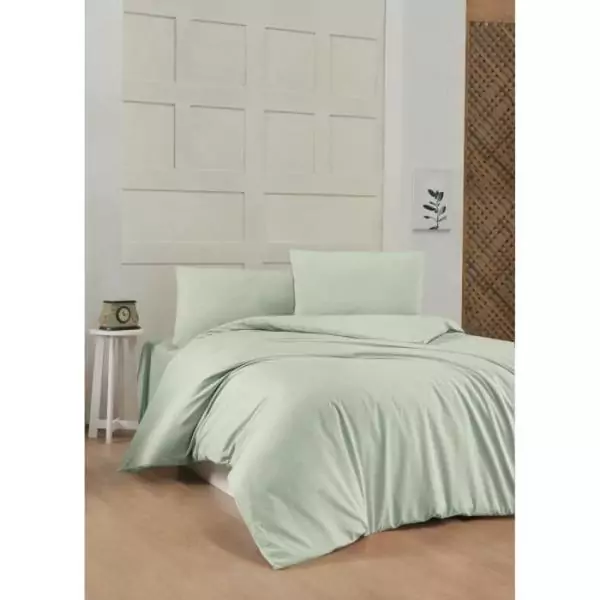 Parure de lit - 1 housse de couette 220 x 240 cm + 2 taies d'oreiller 60 x 60 cm - 100% coton renforcé - Vert