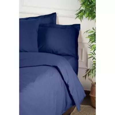 Parure de lit 220x240 cm - 100% coton renforcé - Bleu Parure de lit 220x240 cm - 100% coton renforcé - Bleu
