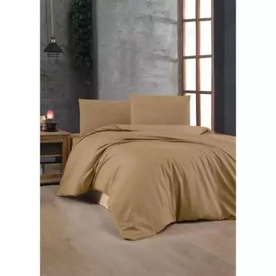 Parure de lit 100% coton renforcé - Marron Parure de lit 100% coton renforcé - Marron