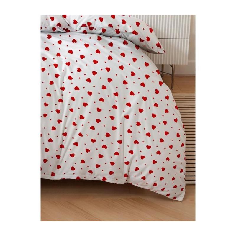 Parure de lit - 1 housse de couette 220 x 240 cm + 2 taies d'oreiller 60 x 60 cm - 50% coton, 50% polyester - Rouge