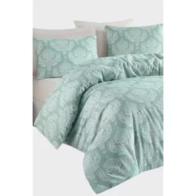 Parure de lit 220x240 cm + 2 taies - 65% coton - Vert Parure de lit 220x240 cm + 2 taies - 65% coton - Vert